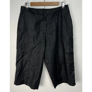 Vintage Ann Taylor Crop Skimmer Capri Stretch Linen Blend Black Size 8 Women’s